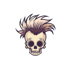 Obraz premium Cartoon Skull with Spiky Hair