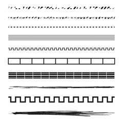 Vector brush strokes. Geometric line patterns. Abstract border designs. Hand drawn ink elements.