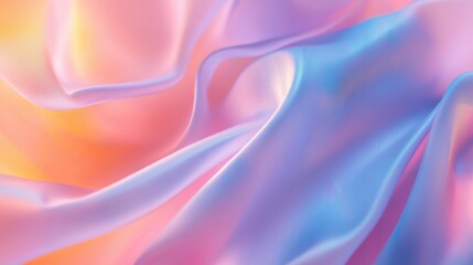 Obraz premium Soft pastel satin fabric with pink, blue, and yellow hues in gentle folds