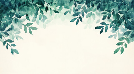 A watercolor painting of green leaves with a white background
