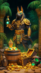 Fototapeta premium The Osiris Egyptian God slot game character, Illustration