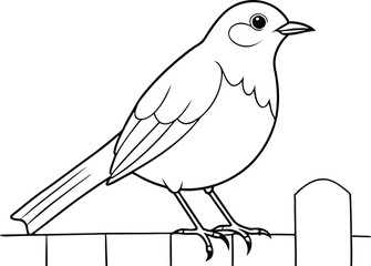 Round Robin Vector Illustration: A Cute Bird Sitting for Your Coloring Book





