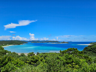 Beautiful ocean and islands of Okinawa in Japan