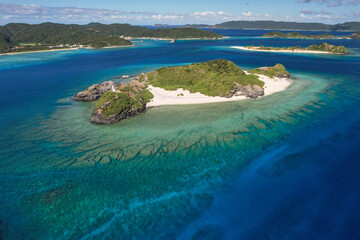 Beautiful islands and coral reef of Okinawa in Japan