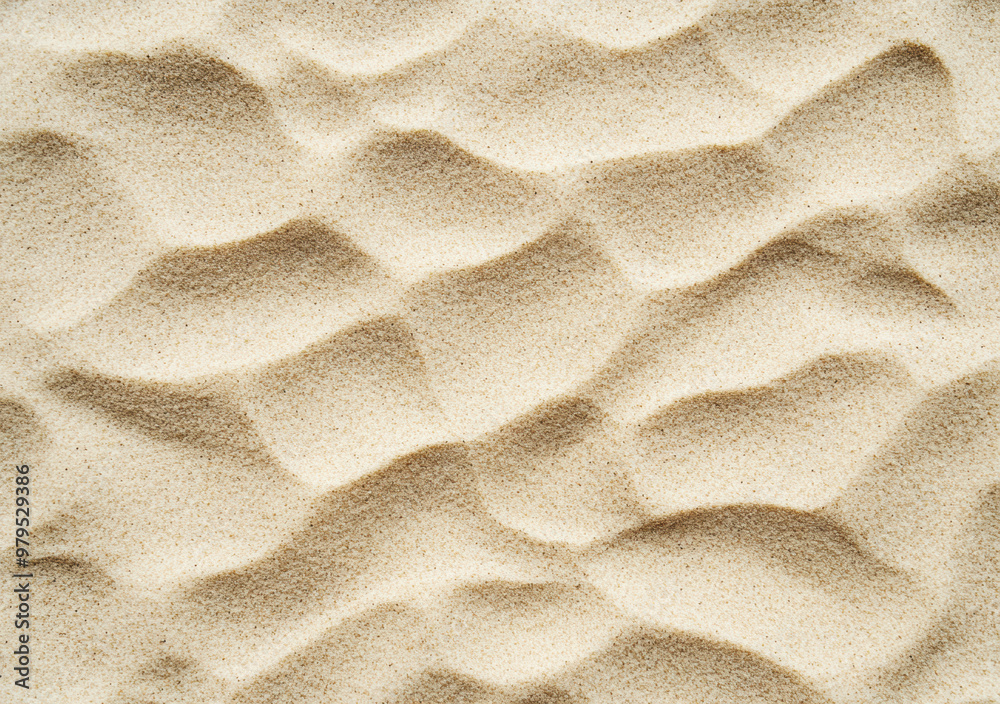 Poster Aerial view of wind creating wavy pattern on sand dune background