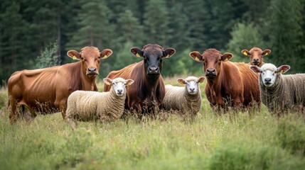 Cows and Sheep in a Meadow