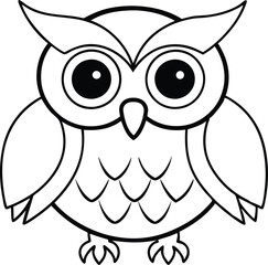 Adorable Cartoon Owl with Big Round Eyes: A Fun Vector for Coloring Books
