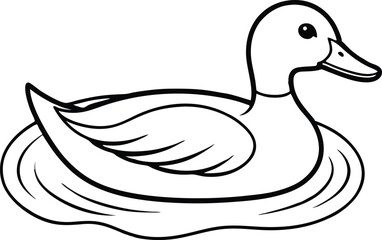 Dive into Fun with a Duck Swimming Vector for Kids' Coloring Books
