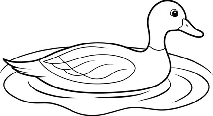 A Duck Swimming: Perfect Vector Design for Creative Coloring Books
