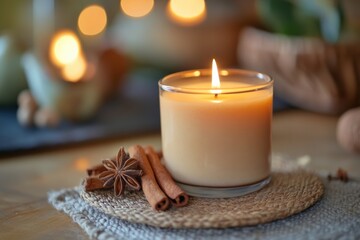 spiced cinnamon ambiance, enjoy the soothing aroma of cinnamon spice filling the room, evoking feelings of warmth and nostalgia