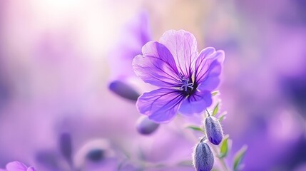 Fototapeta premium A close-up of a purple flower against a blurred backdrop of similar flowers