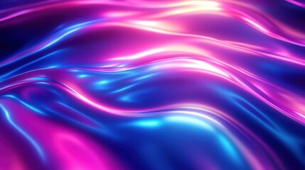Vibrant abstract neon waves with purple and blue hues in motion