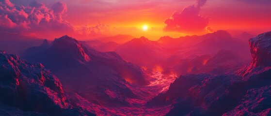 Obraz premium Dramatic Sunset Over Mountains.