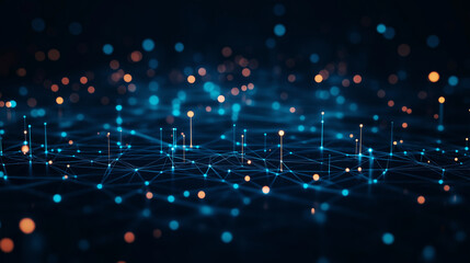 A blue background with a lot of lines and dots