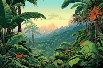 Landscape forest vegetation mountain.