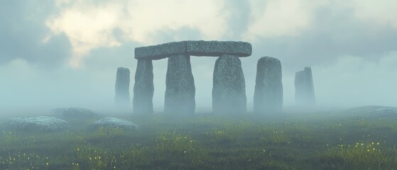 Stone Circle in Mist.
