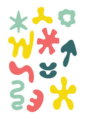 Abstract doodle hand drawn  trendy contemporary abstract shapes element colorful vector design