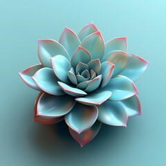 Fototapeta premium 3D Succulent Icon: Drought Resistant Plant with Thick Leaves Illustration Logo