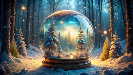 fantastical celestial wondrous mystical ancient archaic mystical mystical snowglobe crystal winter forest mystical mysterious dreamy ethereal luminous