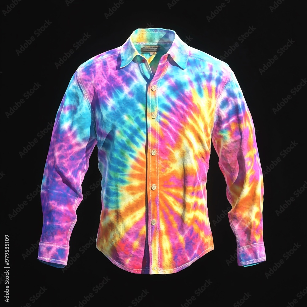 Canvas Prints 3D Tie Dye Shirt Icon: Colorful Shirt with Retro Vibe Illustration Logo