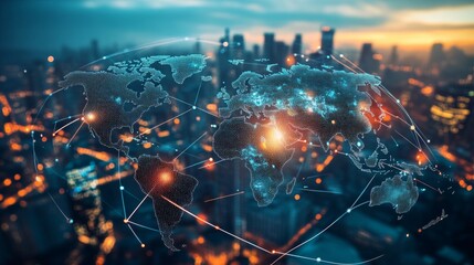 Obraz premium Global Trade Impact on Local Enterprises, a visual representation of interconnected economies, showcasing the influence of international commerce on small businesses and community growth.