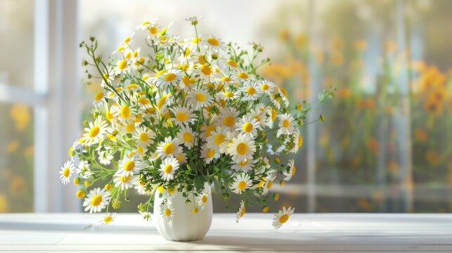 A cheerful bouquet of daisies in a mix of yellow and white, symbolizing innocence and purity.