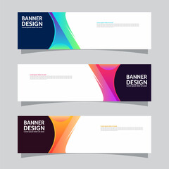 Vector set of landscape banner background design concept. Colorful background business layout template