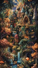 Fototapeta premium An imaginative high-angle perspective of an enchanted forest