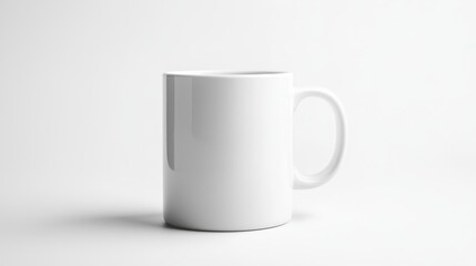 Obraz premium A Simple Yet Elegant White Mug Perfect for Your Morning Coffee or Tea, Set Against a Soft, Inviting Background.