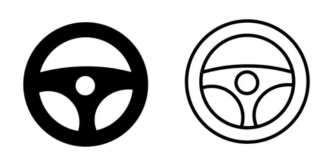 Steering wheel icon on white background