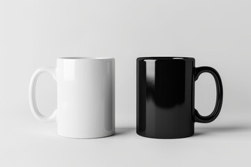 Thermo coffee mug mockup in black and white isolated on white background