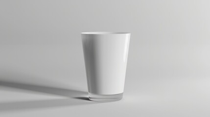 A minimalist mockup of a white glass tumbler with a thin rim, ideal for displaying cold beverages or smoothies.