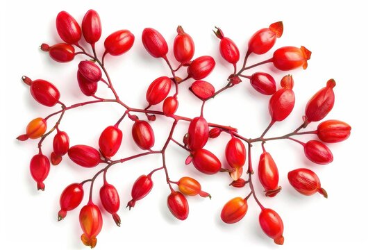 Top view of isolated white background fresh barberry