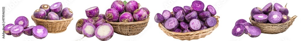 Aufkleber Turnip slice isolated on transparent background in many views and angles, file. Mockup template for artworks.