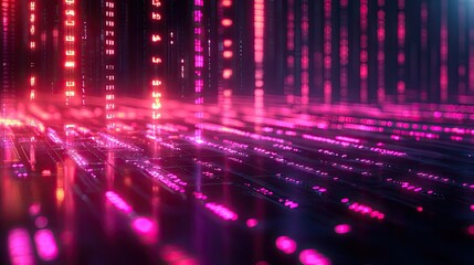 Obraz premium An abstract concept of digital finance with glowing lines and binary code
