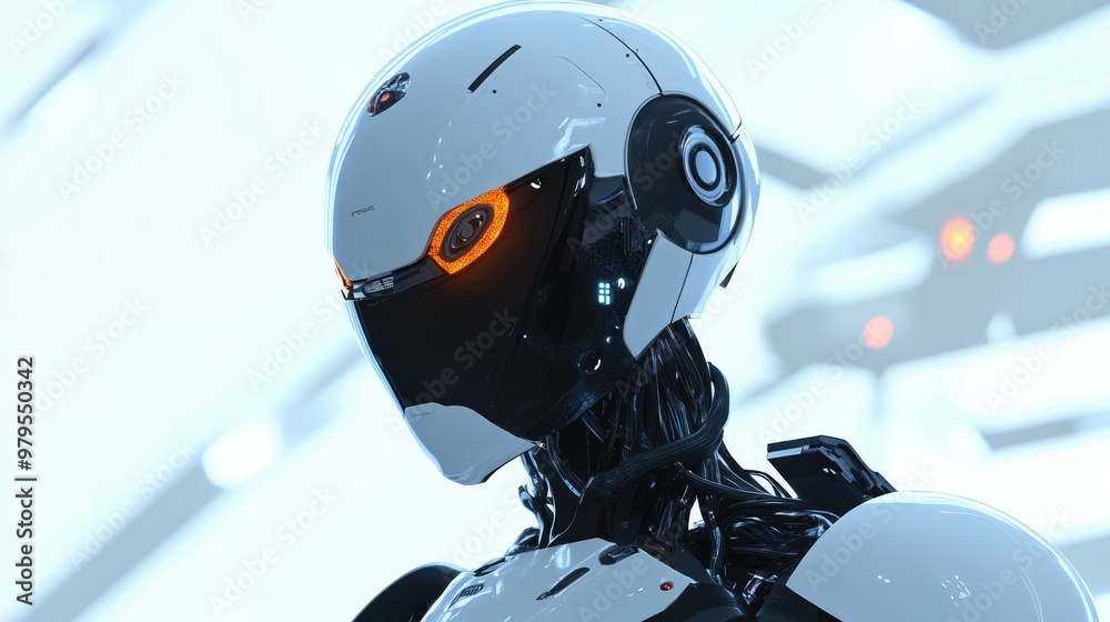 Poster illustration of a high-tech robot with cutting-edge technology, showing its advanced functionality a