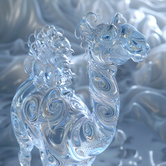 Majestic Glass Camel in Motion on a Reflective Surface