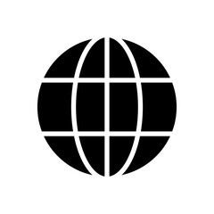Globe icon symbol. Simple global graphic. Abstract world representation. Minimalistic earth design.