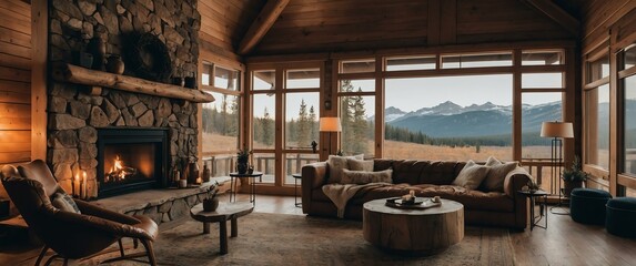 cozy cabin interior aesthetic background