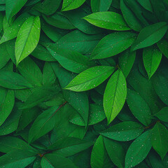 Fototapeta premium A green leafy background with a large green leaf in the center