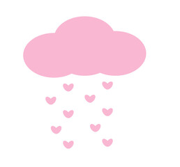 pink cloud and hearts on a transparent background,