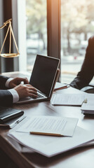 Lawyer sitting at a desk in a contemporary office
