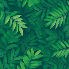 A green leafy background with a large green leaf in the center