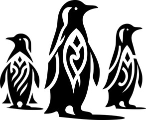 Vector Penguins Illustration for Use in Winter and Animal-Themed Art