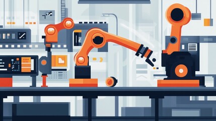 Engineering check and control automation icons robot arms