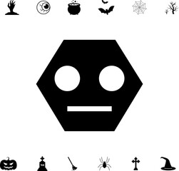 Horror and scary halloween faces silhouette icon, Pumpkin, emoji and tattoo ghost smile spooky jack evil mouth eyes scary silhouette vector illustration 