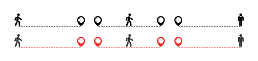 Map point set icons. Flat and silhouette style. Vector icons.