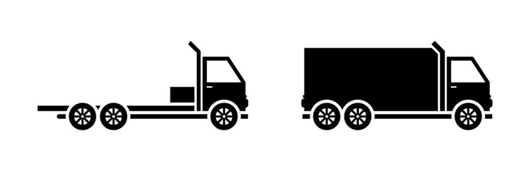 Truck set icons. Silhouette style. Vector icons.