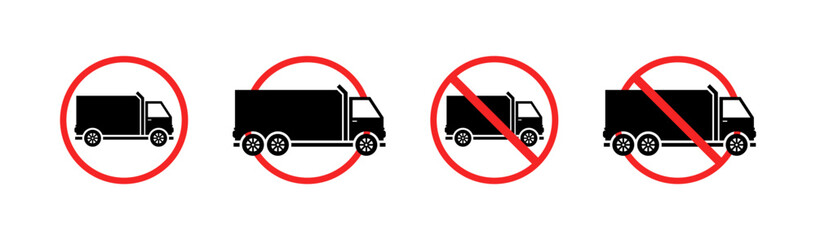 Truck sign set icons. Silhouette style. Vector icons.