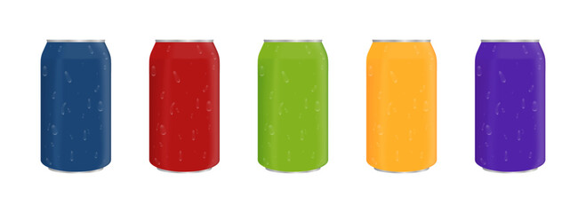 Soda can set icons. Flat style. Vector icons.